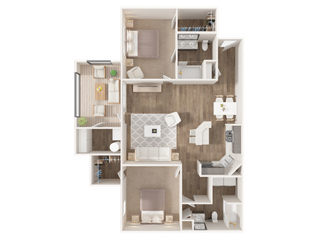 2 Bedroom Floor Plan at Puller Place Apartments, Jacksonville, North Carolina